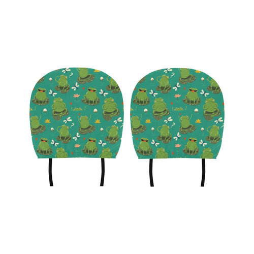 Cute frog dragonfly design pattern Car Headrest Cover