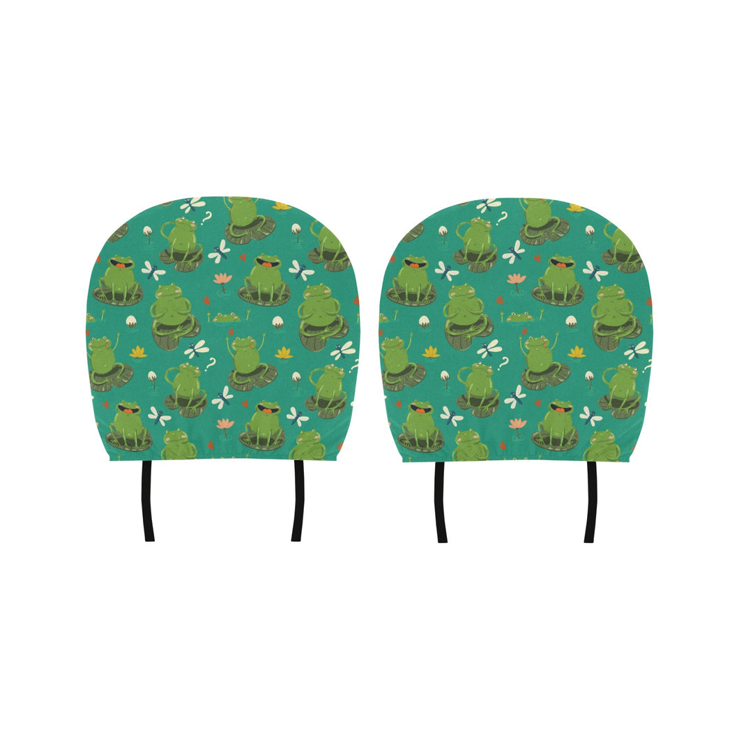 Cute frog dragonfly design pattern Car Headrest Cover