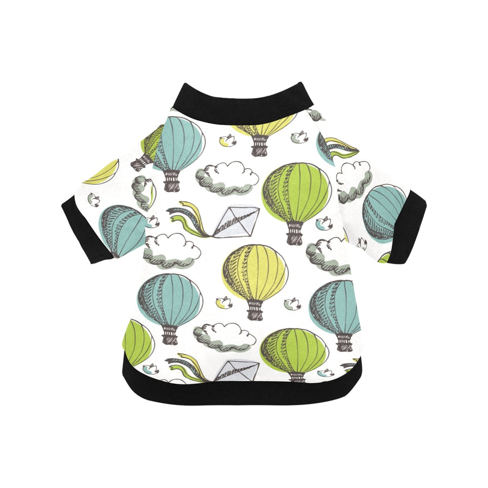 Hot Air Balloon Bird Cloud Pattern All Over Print Pet Dog Round Neck Fuzzy Shirt