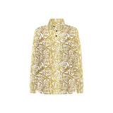 Rose Pattern Print Design 05 Women's Long Sleeve Polo Shirt