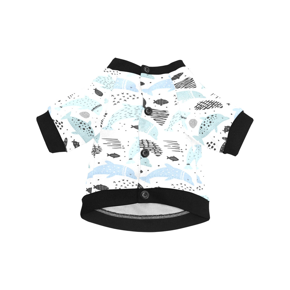 Cute dolphins Childish Style pattern All Over Print Pet Dog Round Neck Fuzzy Shirt