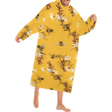 Bee flower pattern Blanket Robe with Sleeves