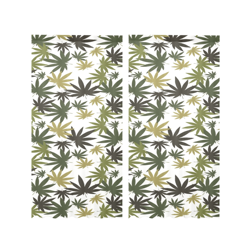 Canabis Marijuana Weed Pattern Print Design 05 Gauze Curtain