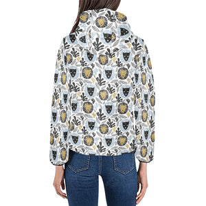 Lion Pattern Print Design 05 Women's Padded Hooded Jacket