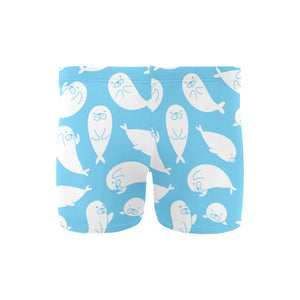 Cute white sea lion seals pattern Men's Swimming Trunks