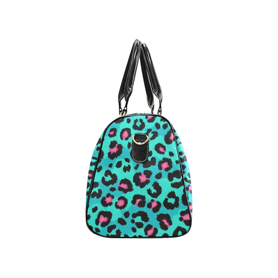 Green leopard skin print pattern Travel Bag
