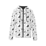 Crows floral wreath rabbit pattern Women's Padded Hooded Jacket