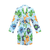 Alien Pattern Print Design 04 Women's Long Sleeve Belted Night Robe