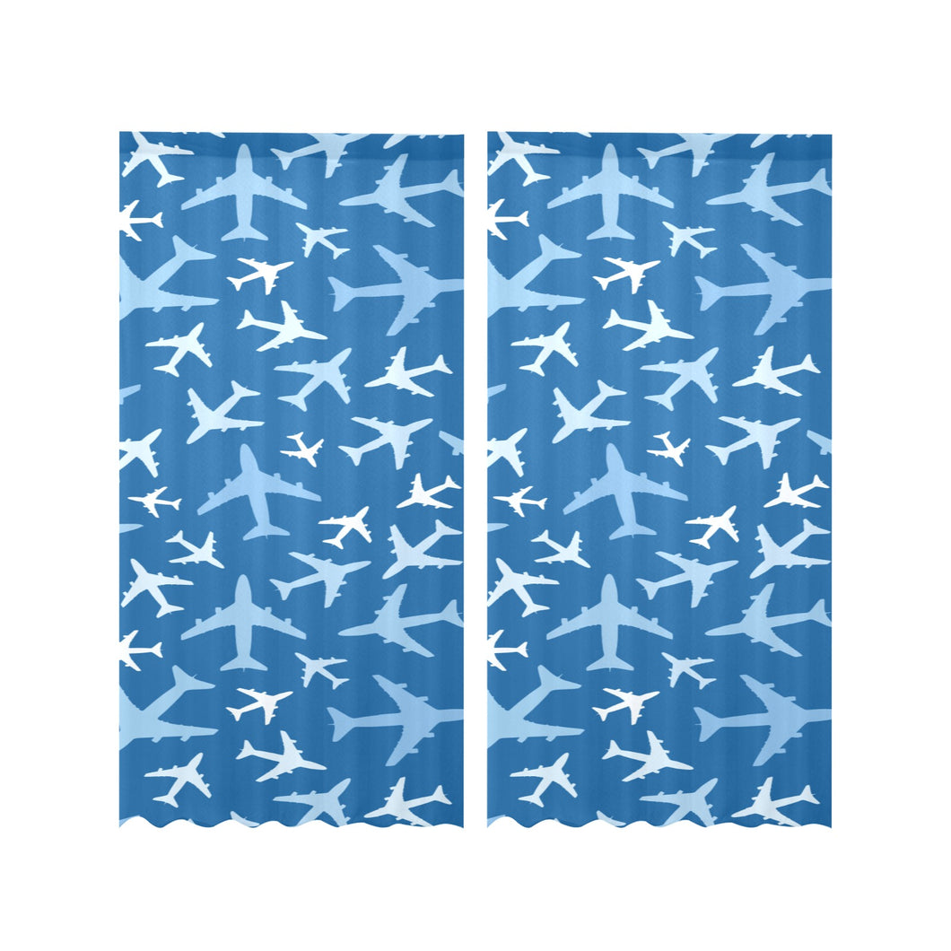 Airplane pattern in the sky Gauze Curtain