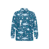 Cute shark pattern Men's Long Sleeve Polo Shirt