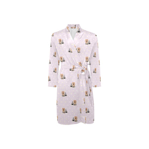 Yorkshire Terrier Pattern Print Design 02 Men's Long Sleeve Belted Night Robe
