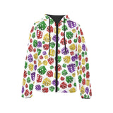 Dice Pattern Print Design 03 Women's Padded Hooded Jacket
