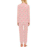 Cute hamster cheese pattern pink background Women's All Over Print Pajama Set