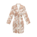 Beautiful hexagon japanese pattern Women's Long Sleeve Belted Night Robe
