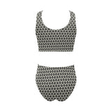 Coffee bean abstract modern pattern Chest Bowknot High Waisted Bikini Swimsuit