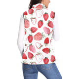 watercolor hand drawn beautiful strawberry pattern Women's Padded Vest