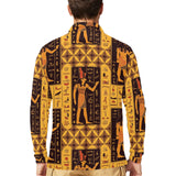 Egypt Hieroglyphics Pattern Print Design 05 Men's Long Sleeve Polo Shirt
