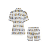 Teddy Bear Pattern Print Design 02 Women's V-Neck Short Pajama Set