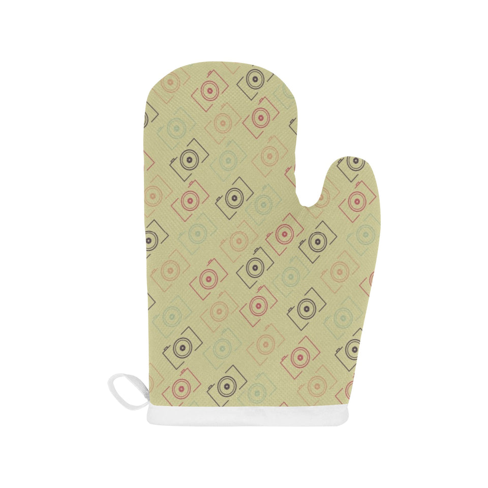 Camera Pattern Print Design 01 Heat Resistant Oven Mitts