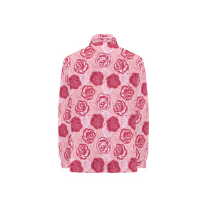 Rose Pattern Print Design 02 Women's Long Sleeve Polo Shirt