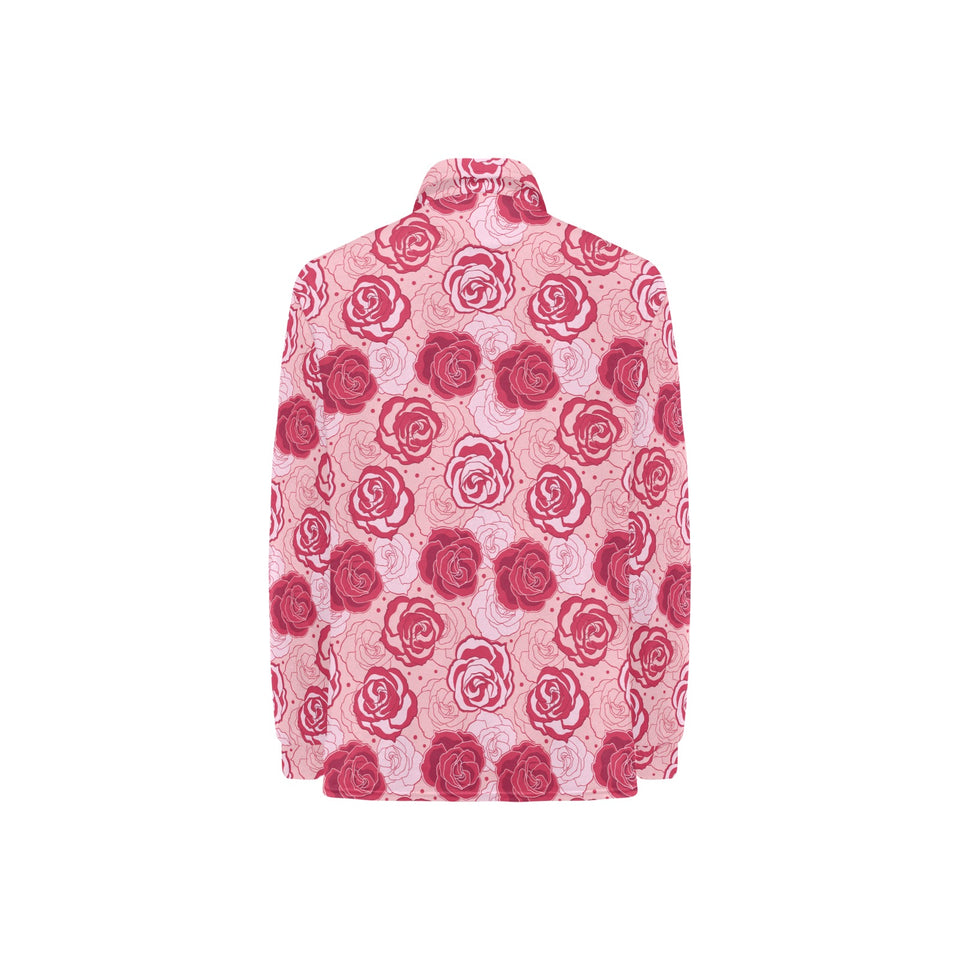 Rose Pattern Print Design 02 Women's Long Sleeve Polo Shirt