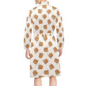 Pancake Pattern Print Design 01 Men's Long Sleeve Belted Night Robe