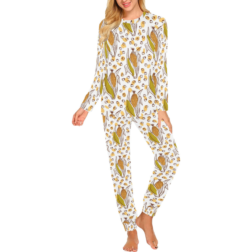 Corn Pattern Print Design 02 Women's All Over Print Pajama Set