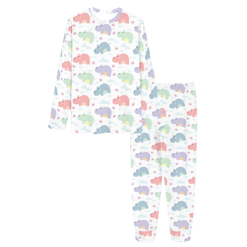Hippopotamus Pattern Print Design 03 Women's All Over Print Pajama Set