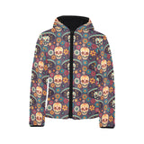 Sugar skulls flower maxican pattern Kids' Boys' Girls' Padded Hooded Jacket