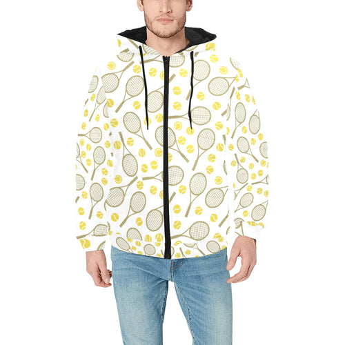 Tennis Pattern Print Design 02 Men's Padded Hooded Jacket