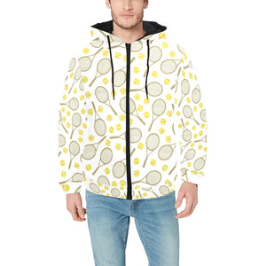Tennis Pattern Print Design 02 Men's Padded Hooded Jacket