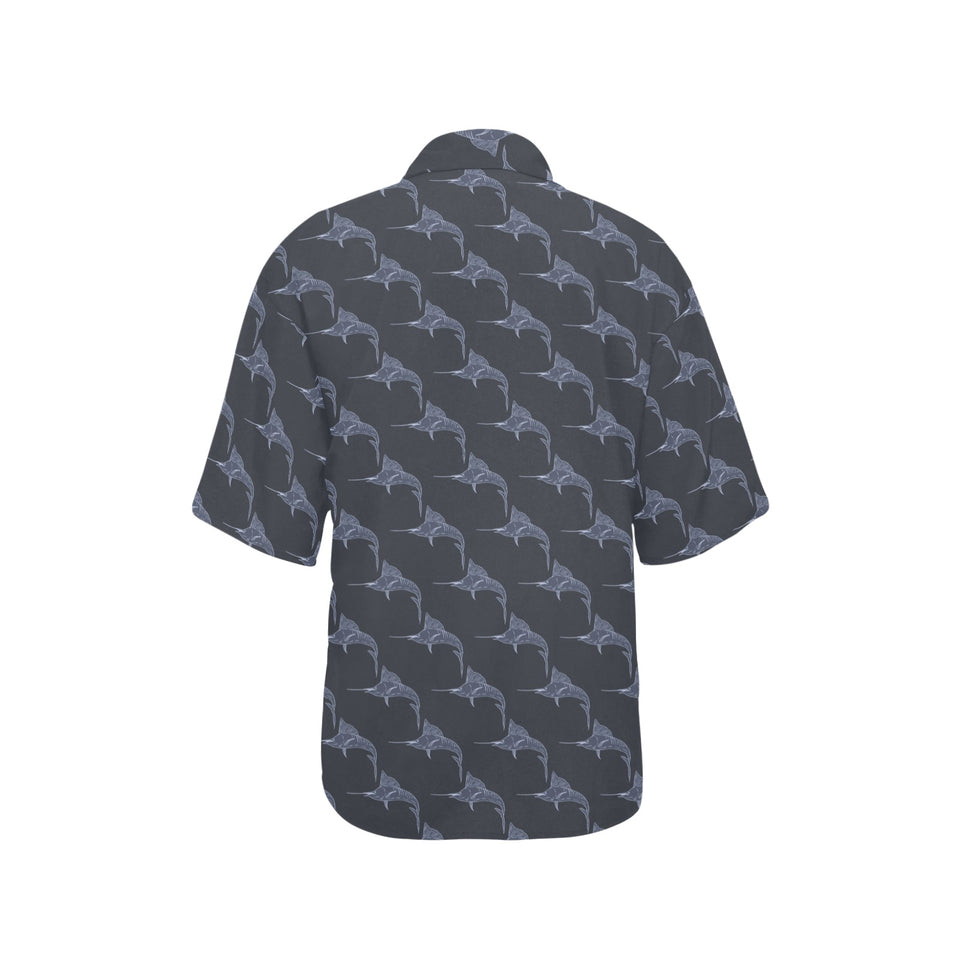 Swordfish Pattern Print Design 03 Women's All Over Print Hawaiian Shirt