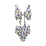 Snail Pattern Print Design 05 Chest Bowknot High Waisted Bikini Swimsuit