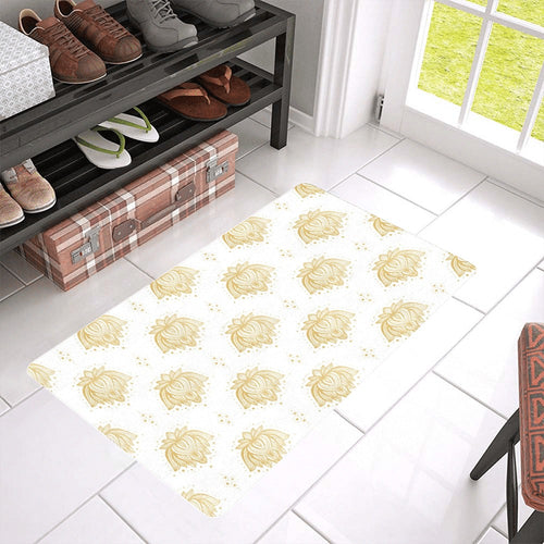Gold Ornamental lotue waterlily symbol pattern Doormat