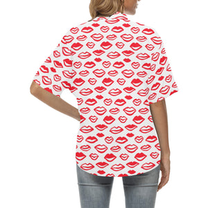 Lips Pattern Print Design 05 Women's All Over Print Hawaiian Shirt