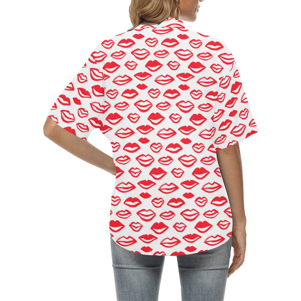 Lips Pattern Print Design 05 Women's All Over Print Hawaiian Shirt