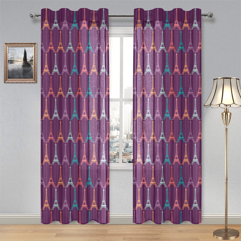 Eiffel Tower Pattern Print Design 05 Gauze Curtain