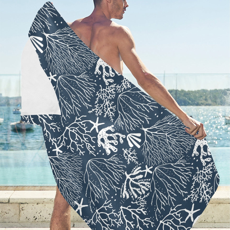 Coral Reef Pattern Print Design 05 Beach Towel
