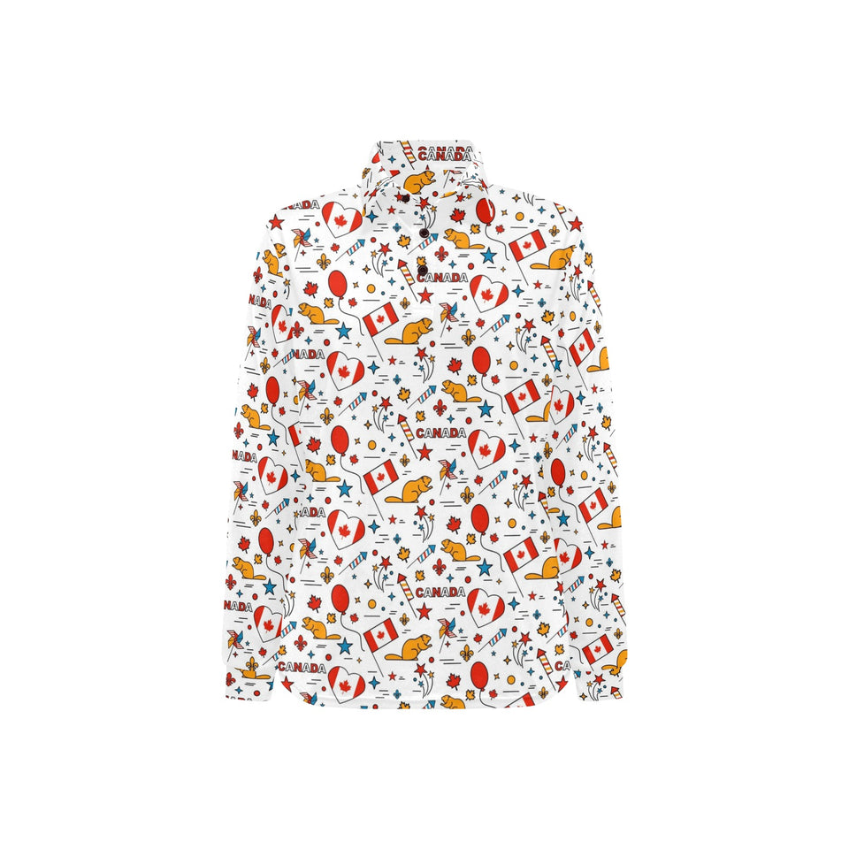 Canada Pattern Print Design 03 Women's Long Sleeve Polo Shirt