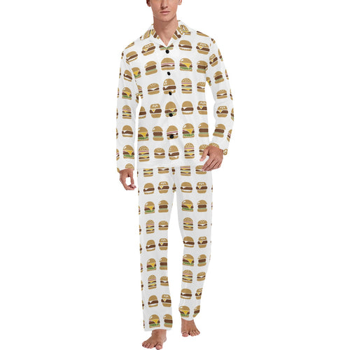 Hamburger Pattern Print Design 02 Men's Long Pajama Set