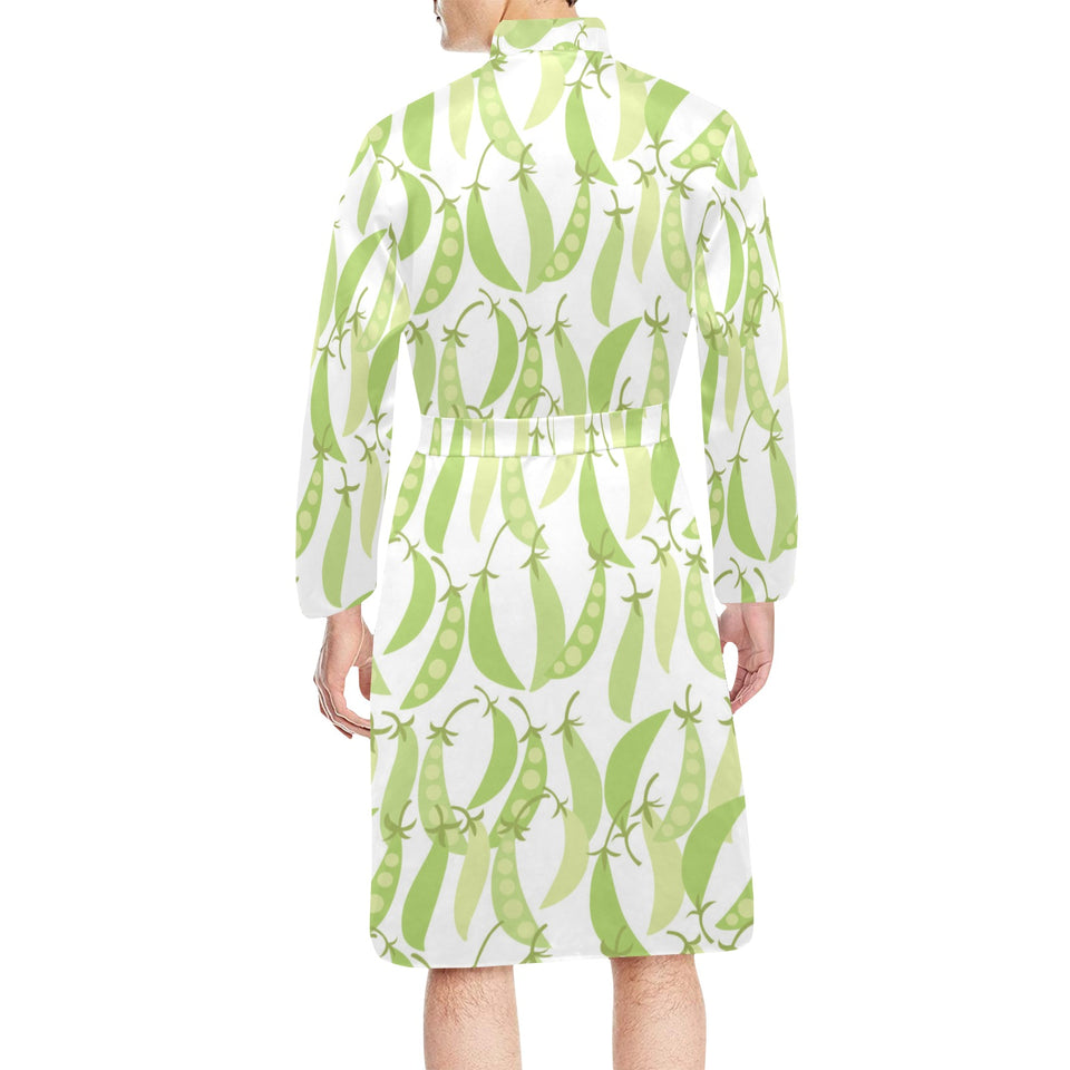 Green Peas Pattern Print Design 03 Men's Long Sleeve Belted Night Robe