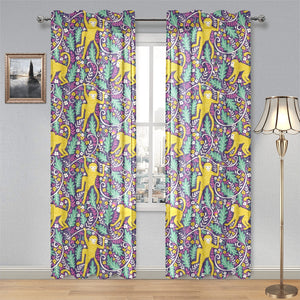Cute yellow monkey leaves pattern Gauze Curtain