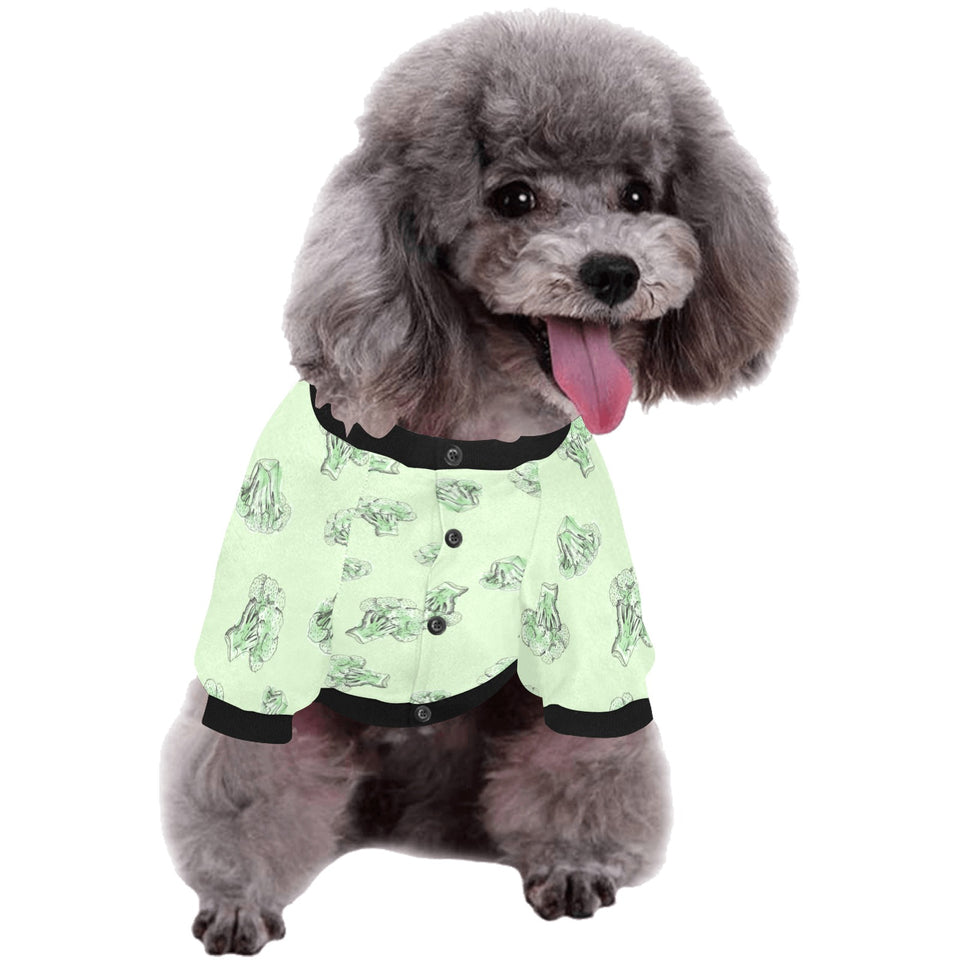 broccoli sketch pattern All Over Print Pet Dog Round Neck Fuzzy Shirt