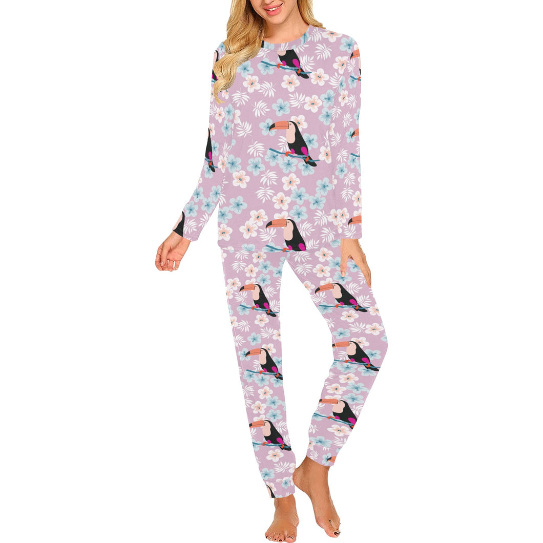 Beautiful toucan flower leaves Women's All Over Print Pajama Set