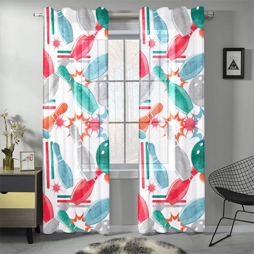 Watercolor bowling pattern Gauze Curtain