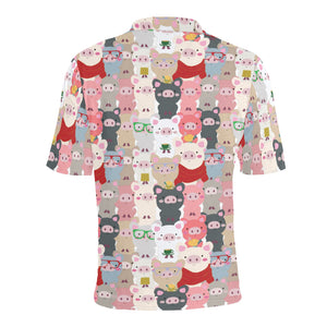 Pig Pattern Print Design 02 Men's All Over Print Polo Shirt