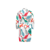 Watercolor bowling pattern Men's Long Sleeve Belted Night Robe