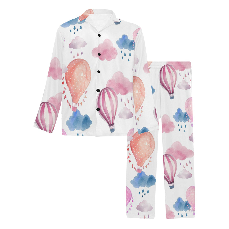 Watercolor air balloon cloud pattern Men's Long Pajama Set