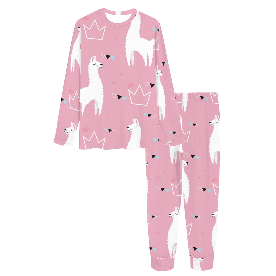 Llama Alpaca pink background Women's All Over Print Pajama Set