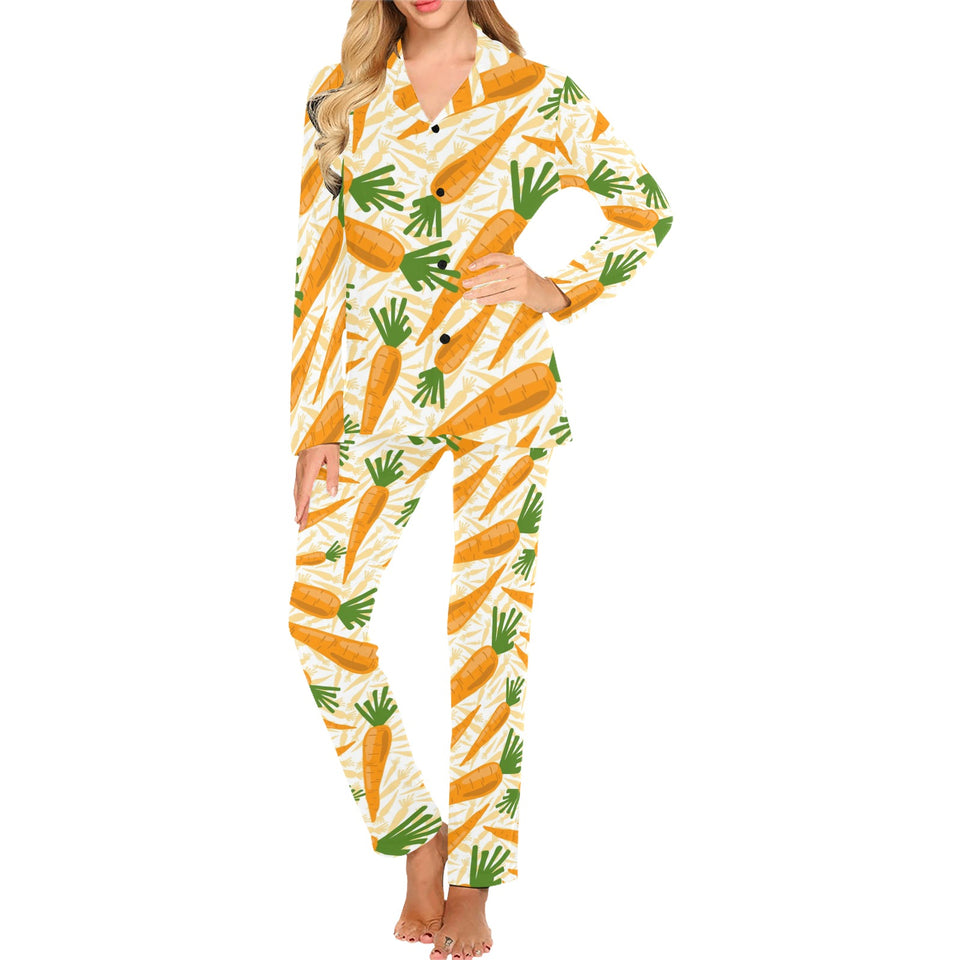 Carrot Pattern Print Design 01 Women's Long Pajama Set